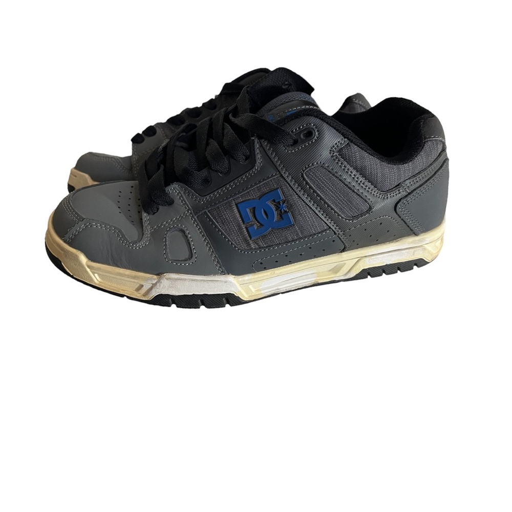 Mens DC Stag Skate Shoes Size 9.5 Black Grey Trainers Skateboarding